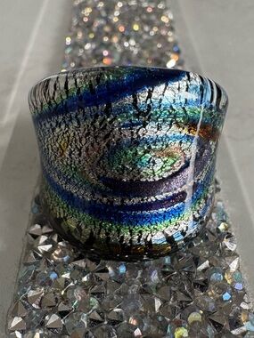 Glass of Venice Murano Blue Green Statement Ring (NWOT)